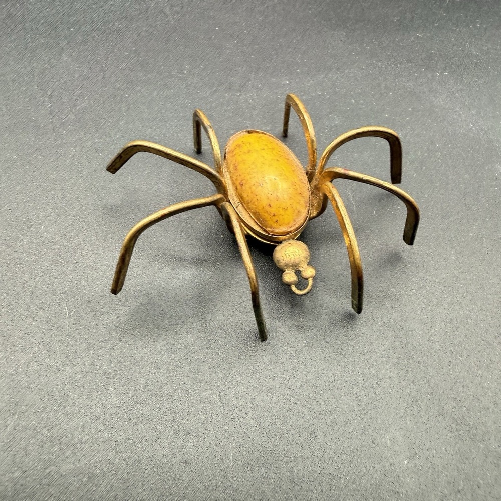 Vintage 90s Jordache Spider Insect Brooch Pin Bronze Enamel Gold Tone Long Legs